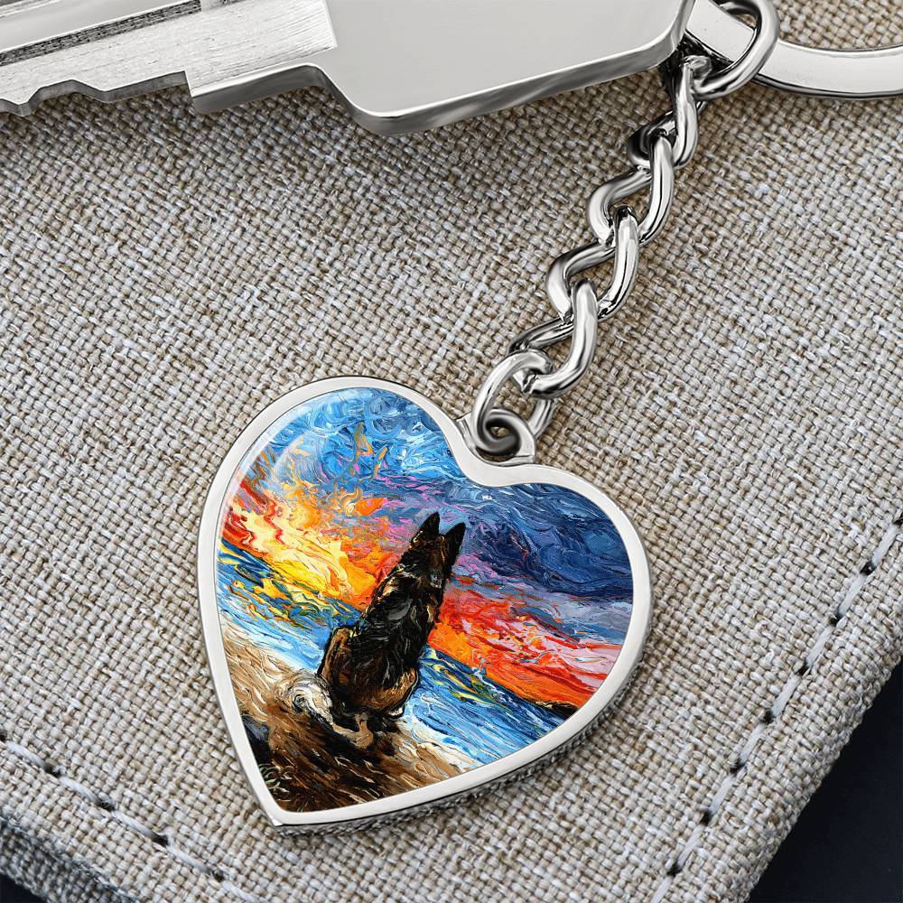 Beach Days - German Shepherd Heart Keychain