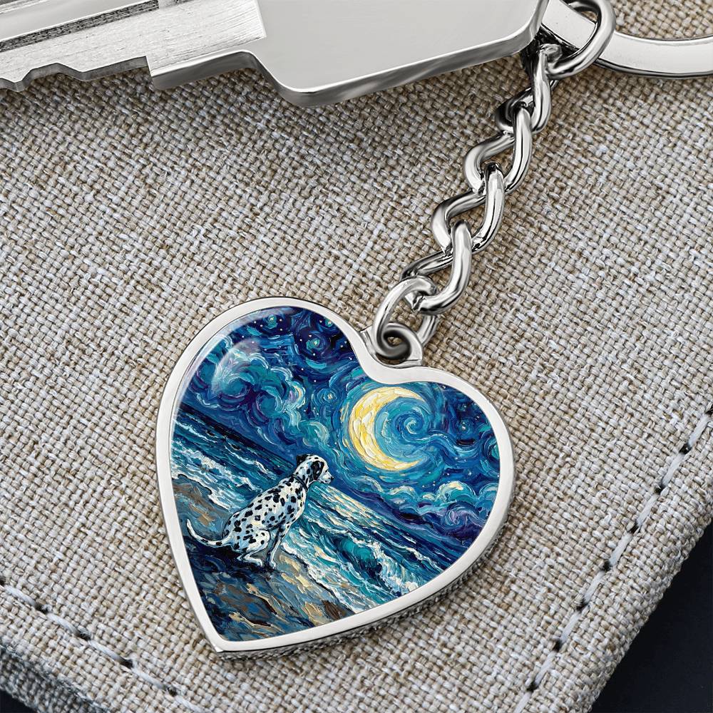 Beach Nights - Dalmatian Heart Keychain