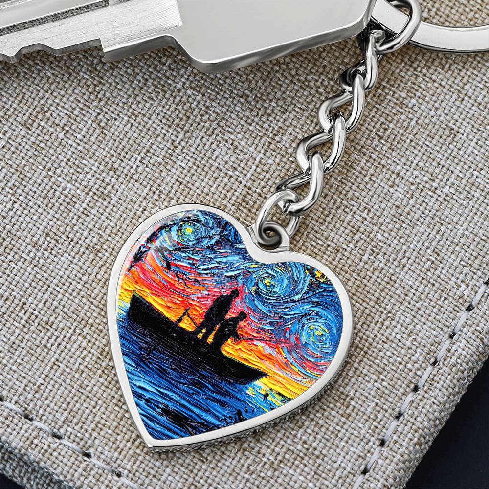 The Fishing Trip Starry Night Heart Keychain
