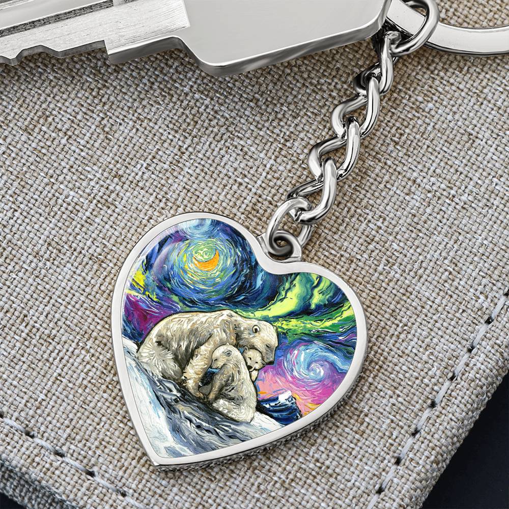 Polar Night Starry Night Heart Keychain
