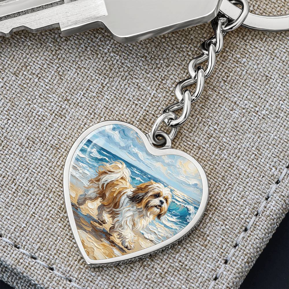 Beach Days - Shih Tzu Heart Keychain