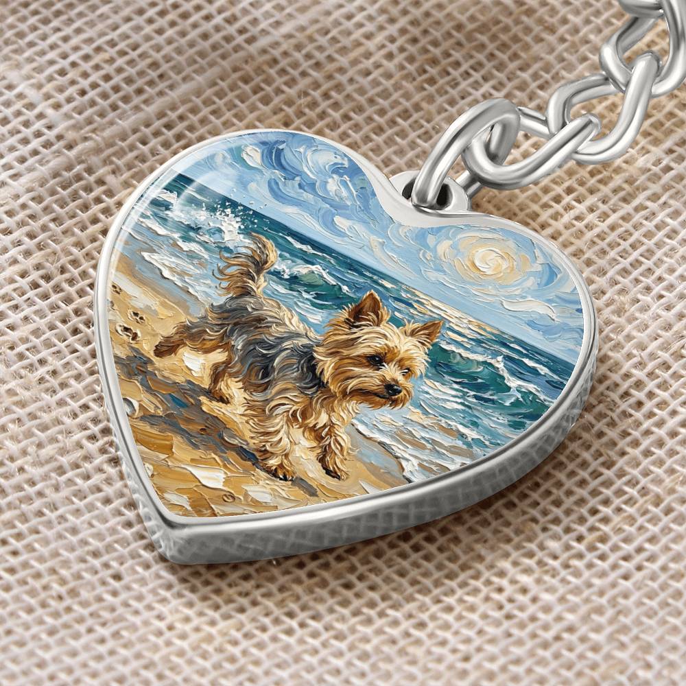 Beach Days - Yorkie Heart Keychain
