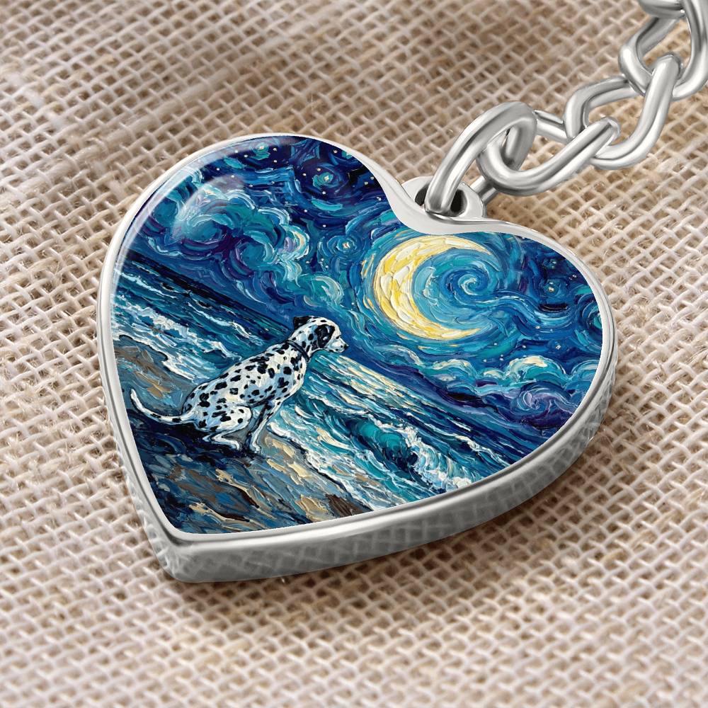 Beach Nights - Dalmatian Heart Keychain