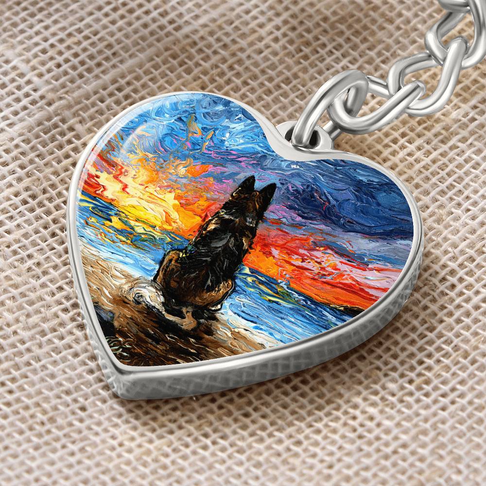 Beach Days - German Shepherd Heart Keychain