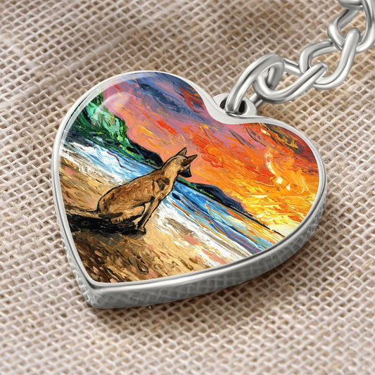 Beach Days - Belgian Malinois Heart Keychain