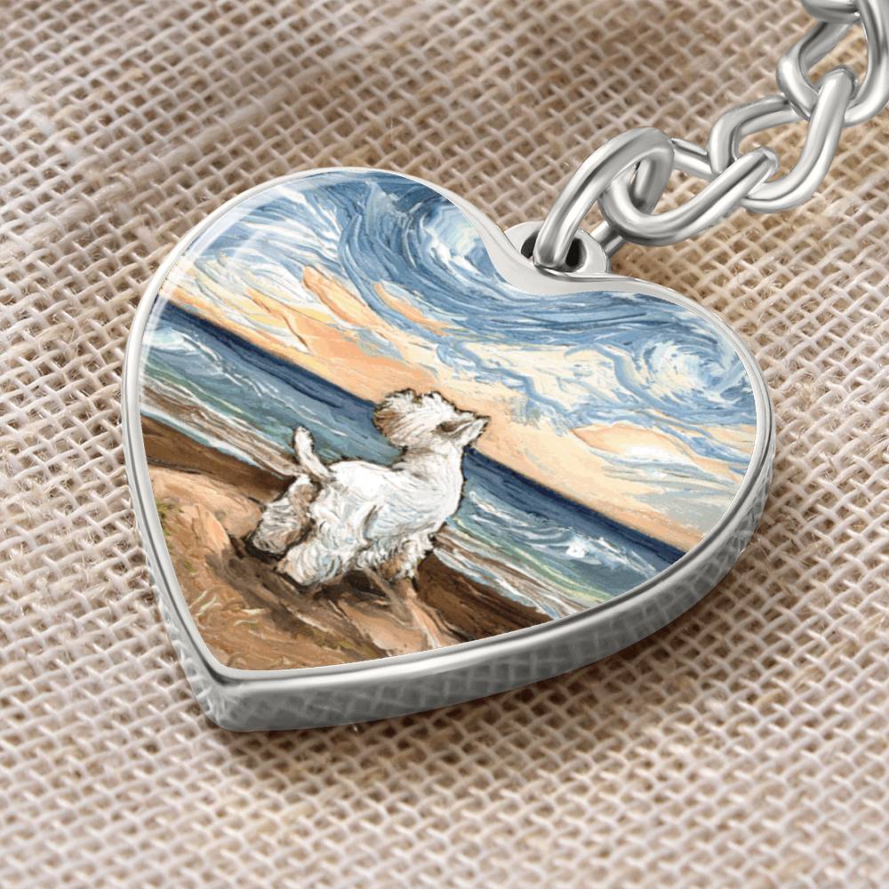 Beach Days - Westie Heart Keychain