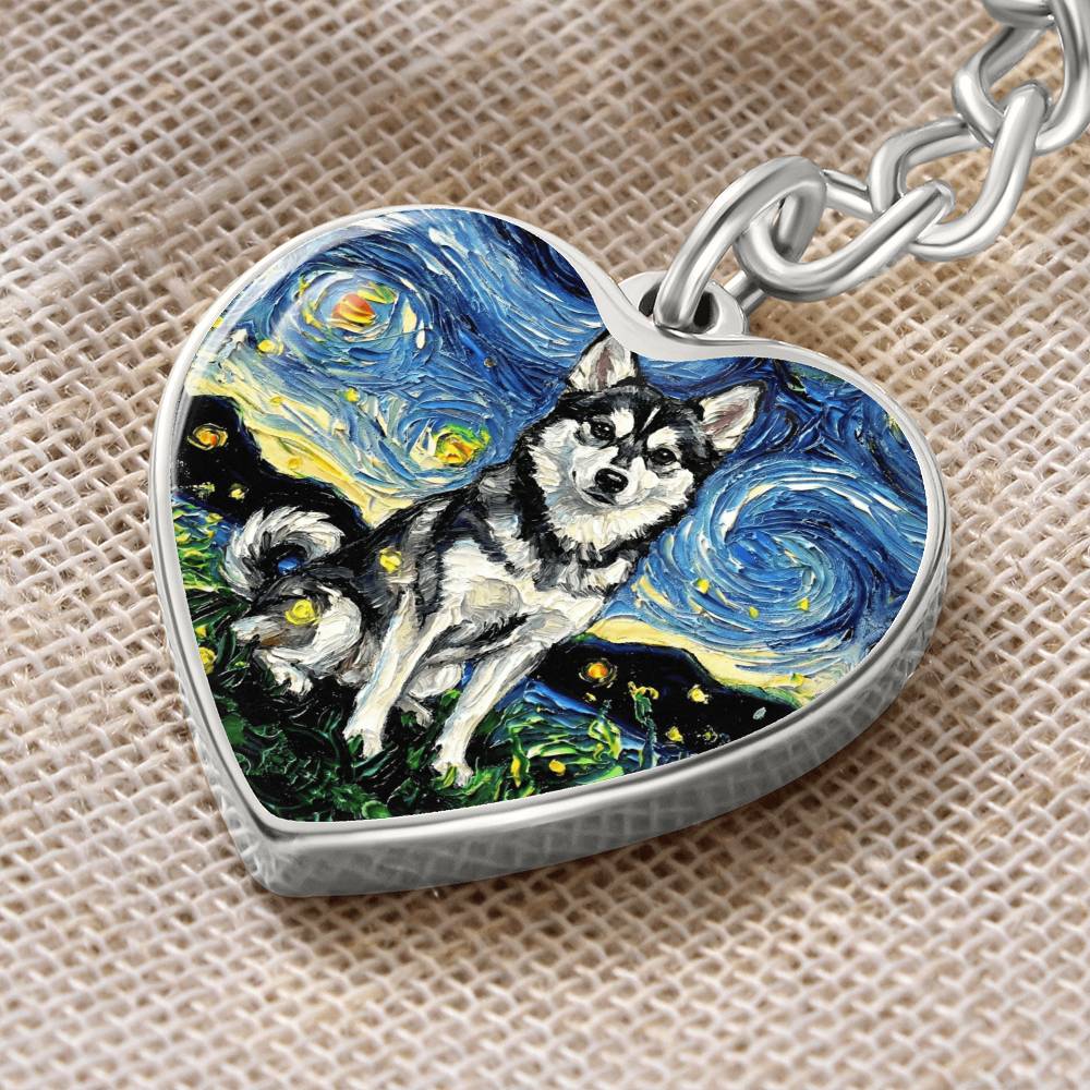 Alaskan Klee Kai Heart Keychain