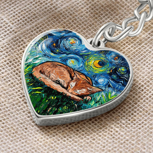 Abyssinian Starry Night Heart Keychain