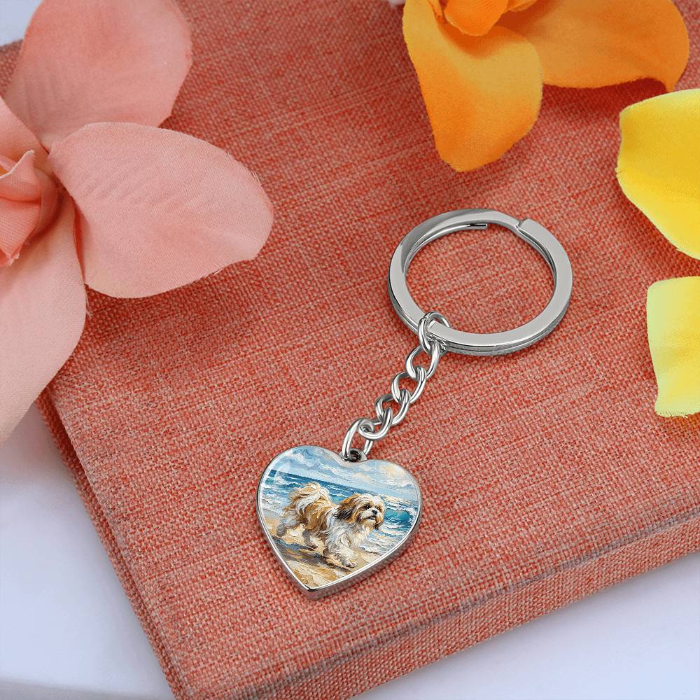 Beach Days - Shih Tzu Heart Keychain