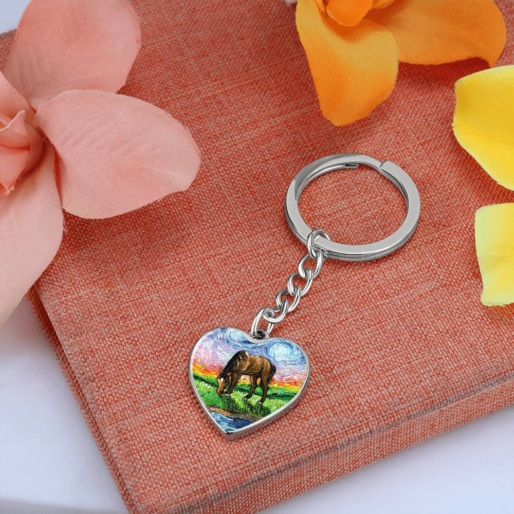 Meadow Starry Night Heart Keychain