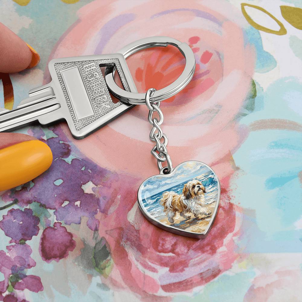 Beach Days - Shih Tzu Heart Keychain