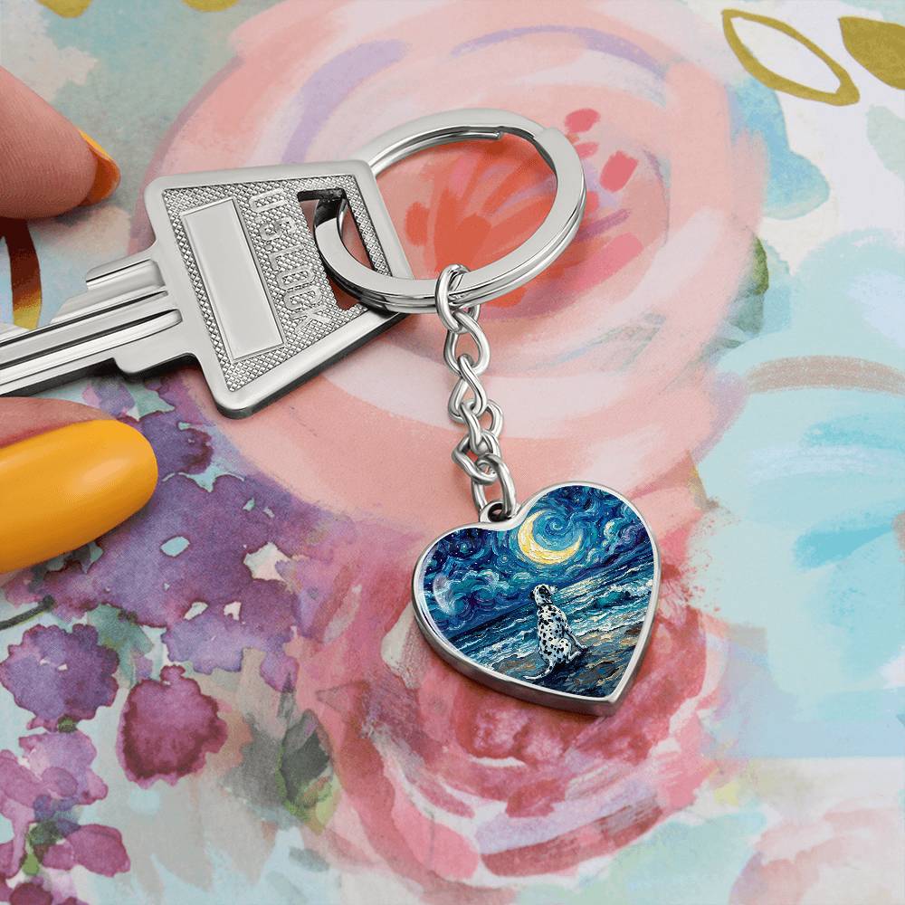 Beach Nights - Dalmatian Heart Keychain