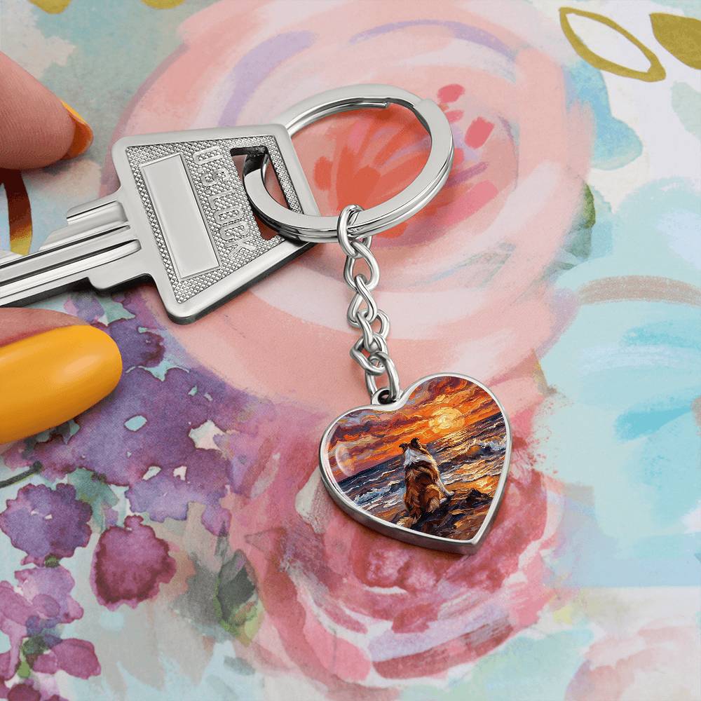 Beach Day - Collie Heart Keychain