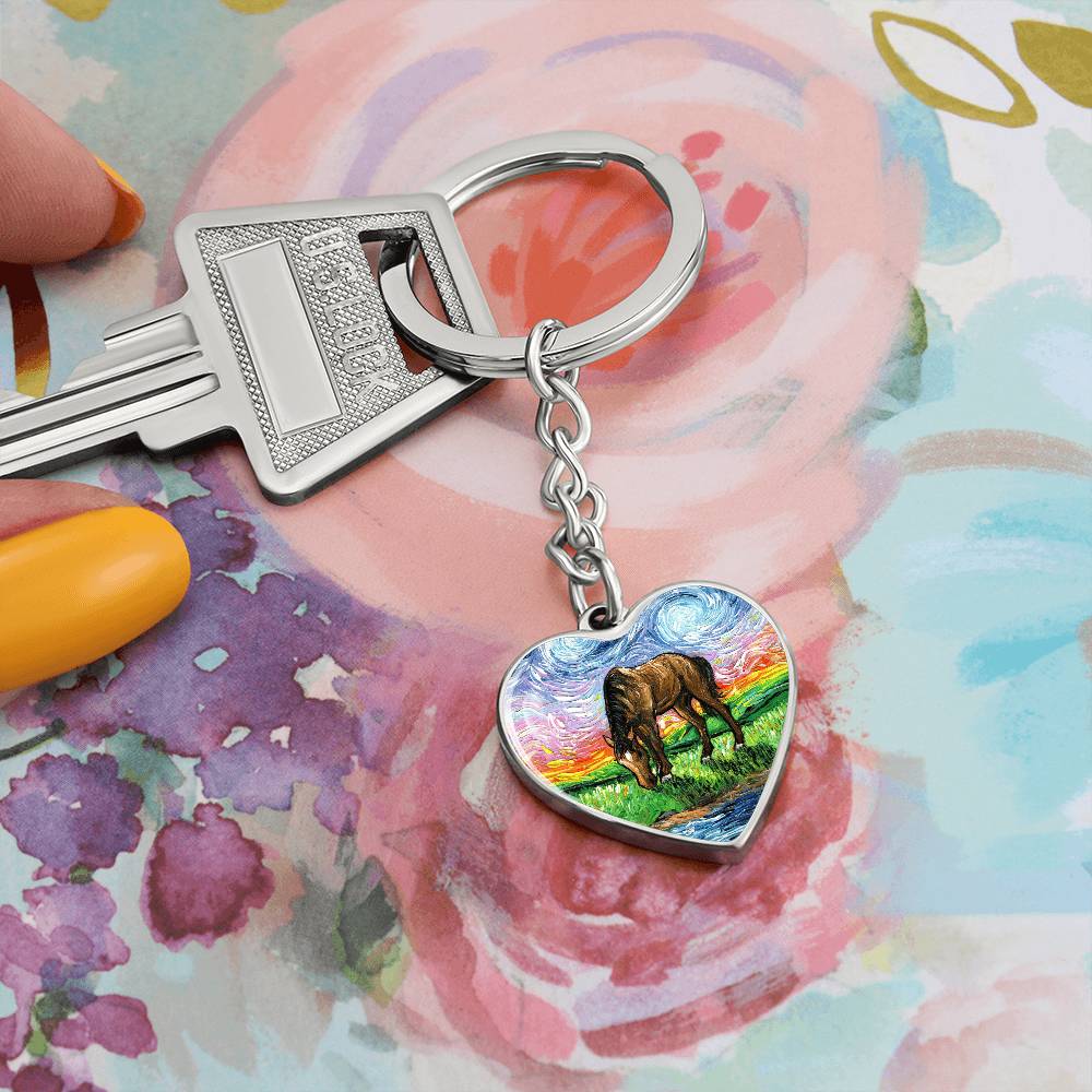Meadow Starry Night Heart Keychain