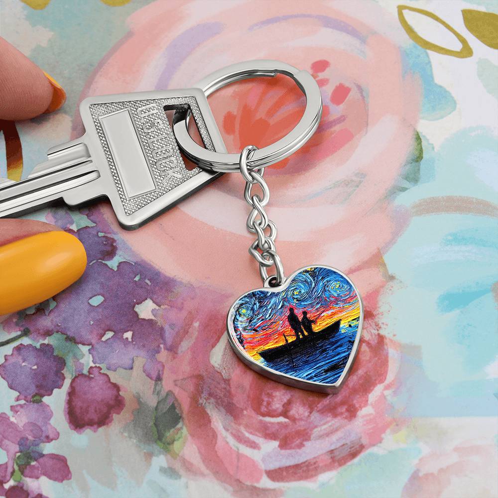 The Fishing Trip Starry Night Heart Keychain