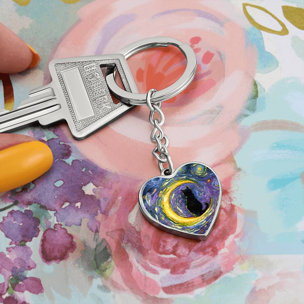 Luna Starry Night Heart Keychain