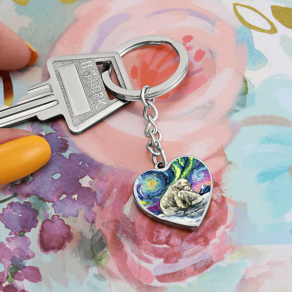 Polar Night Starry Night Heart Keychain