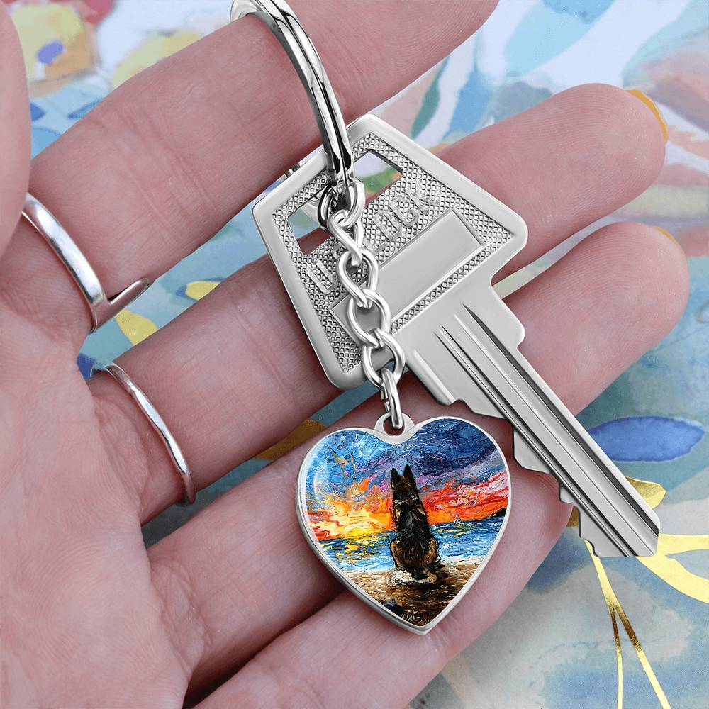 Beach Days - German Shepherd Heart Keychain