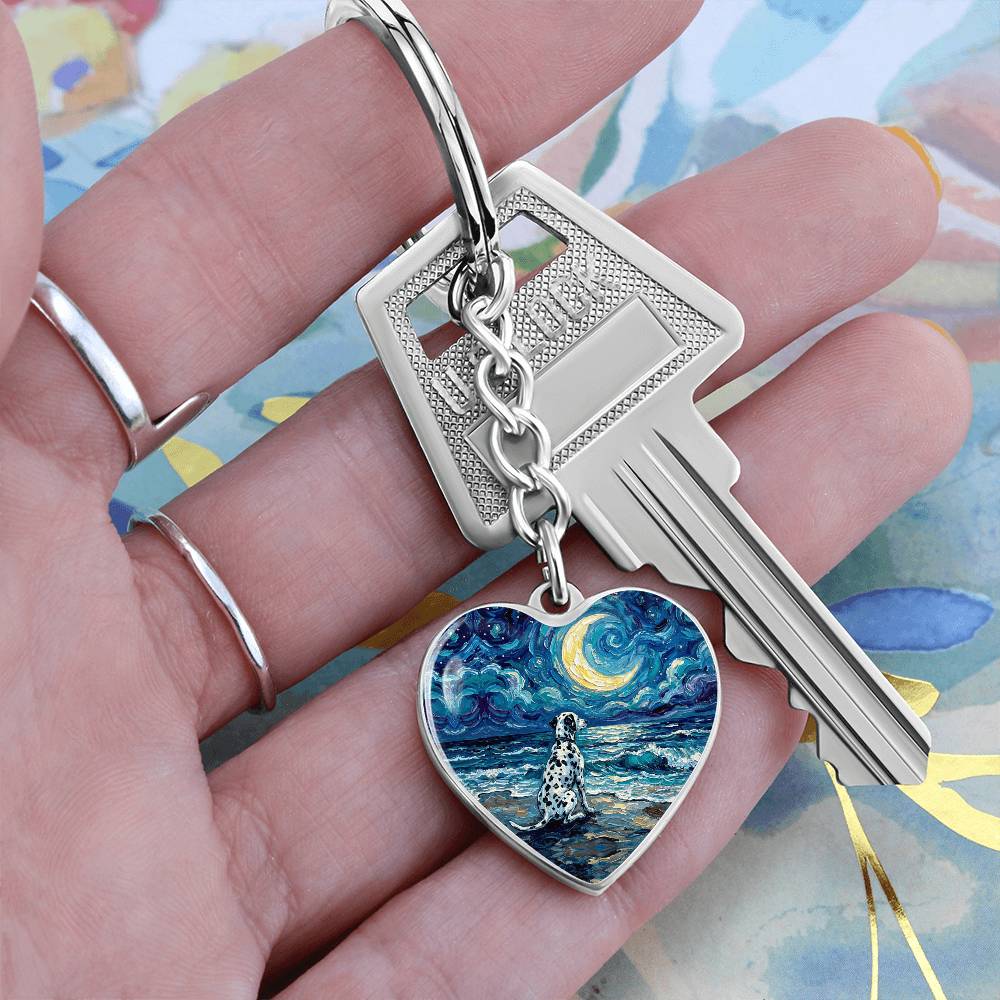 Beach Nights - Dalmatian Heart Keychain