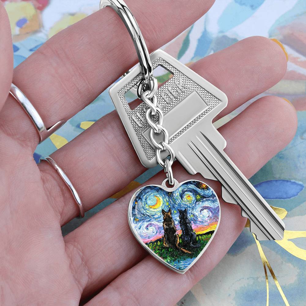 Soulmates Starry Night Heart Keychain