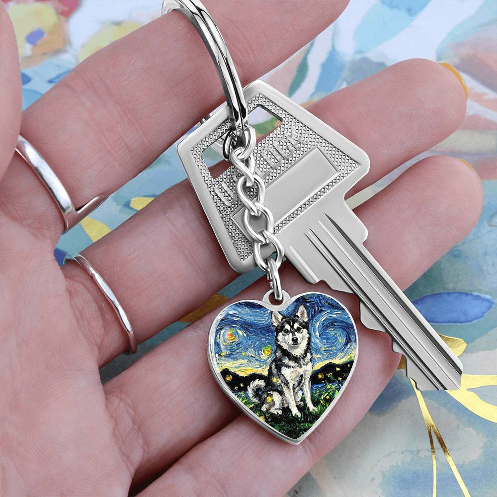 Alaskan Klee Kai Heart Keychain