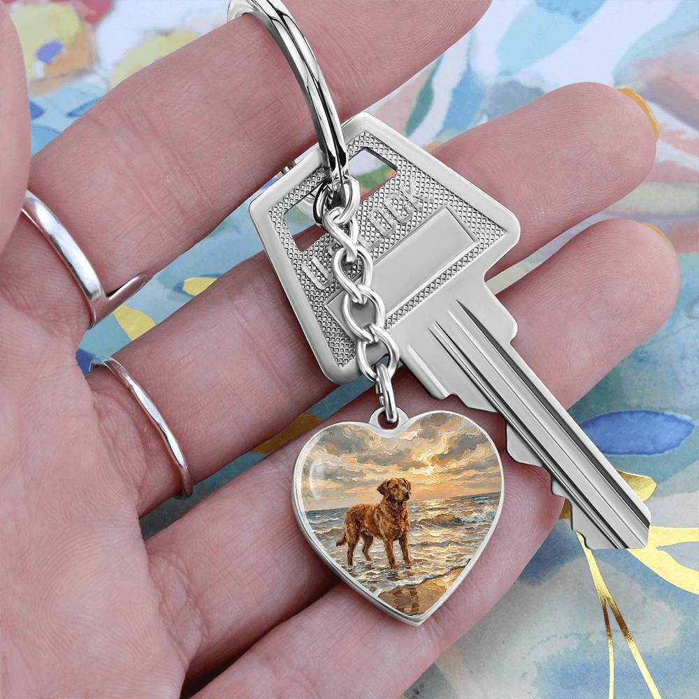 Beach Day - Chesapeake Bay Retriever Heart Keychain