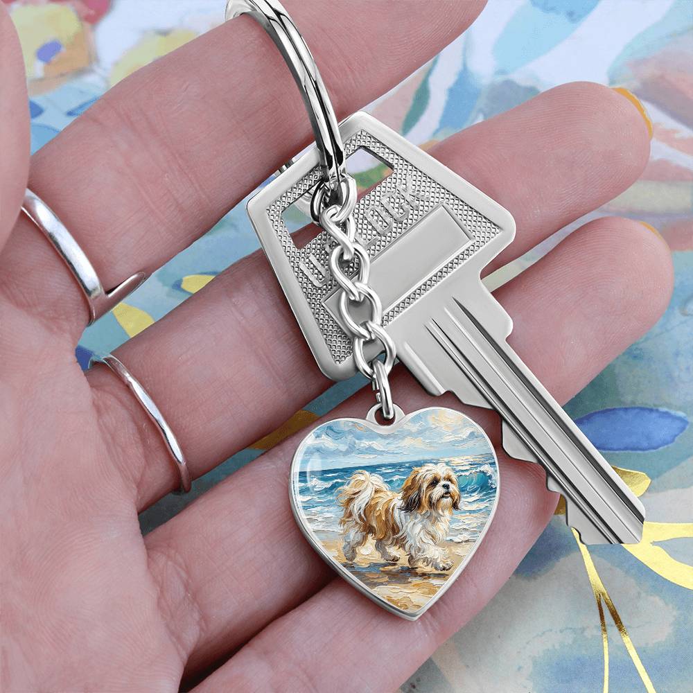 Beach Days - Shih Tzu Heart Keychain