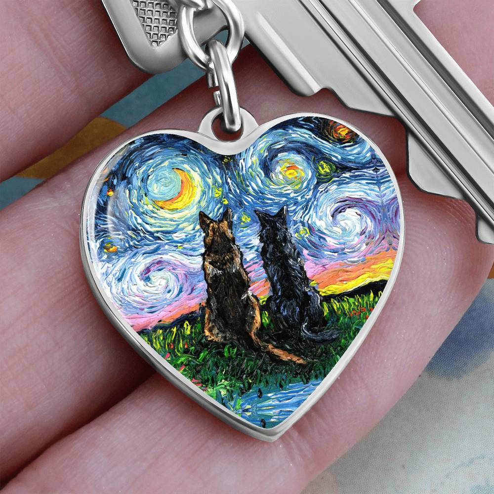 Soulmates Starry Night Heart Keychain