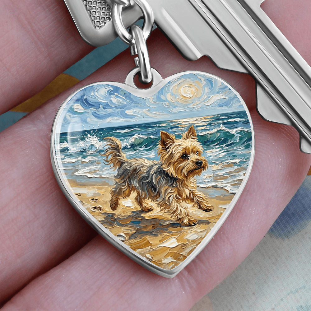 Beach Days - Yorkie Heart Keychain