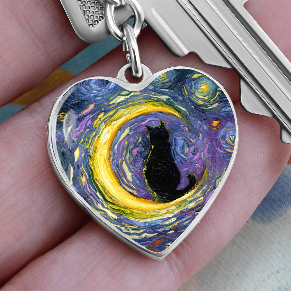 Luna Starry Night Heart Keychain