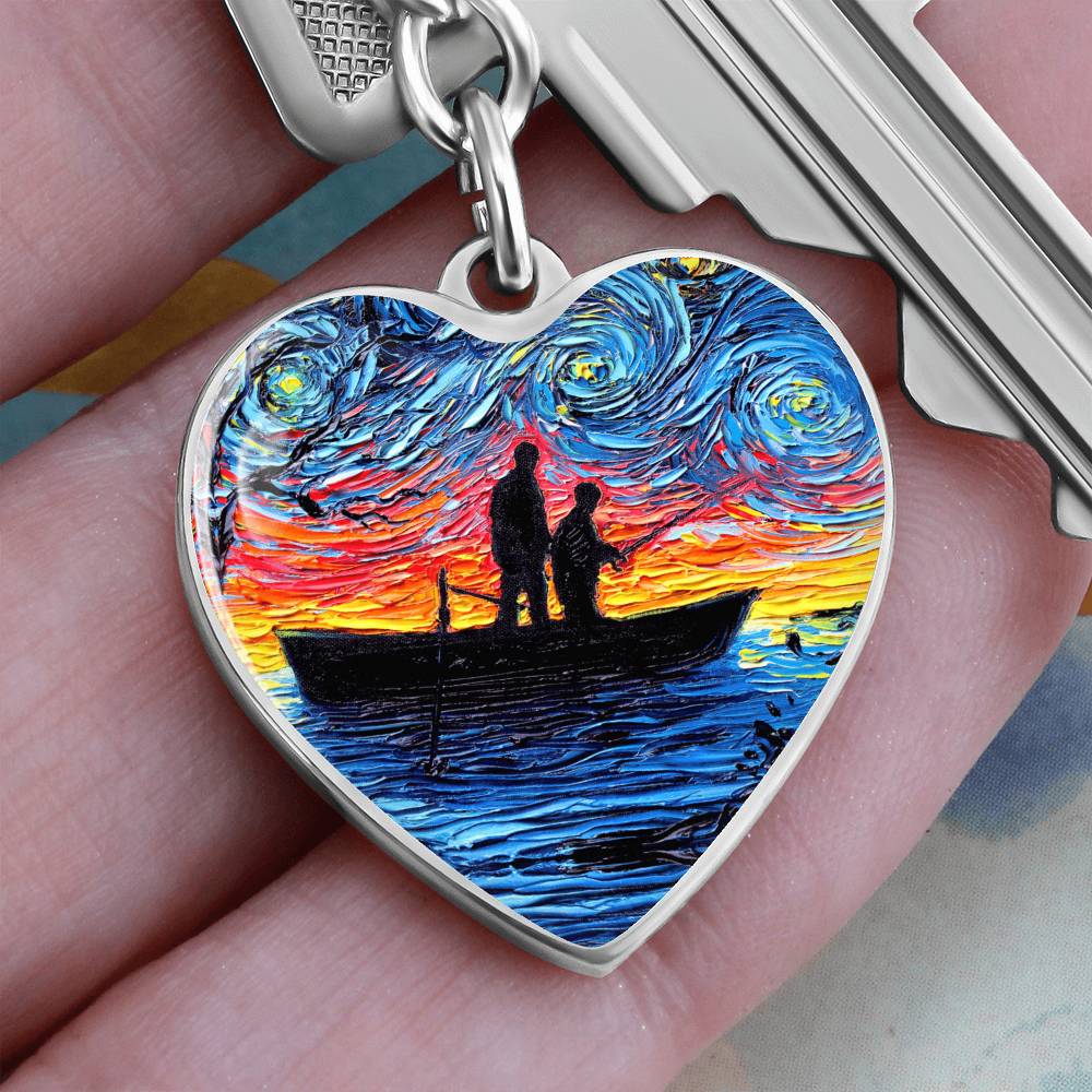 The Fishing Trip Starry Night Heart Keychain