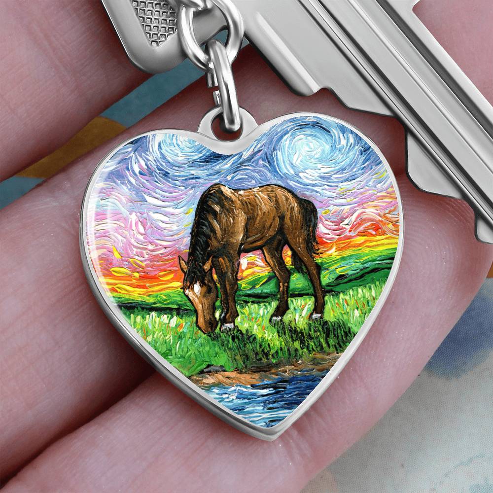 Meadow Starry Night Heart Keychain
