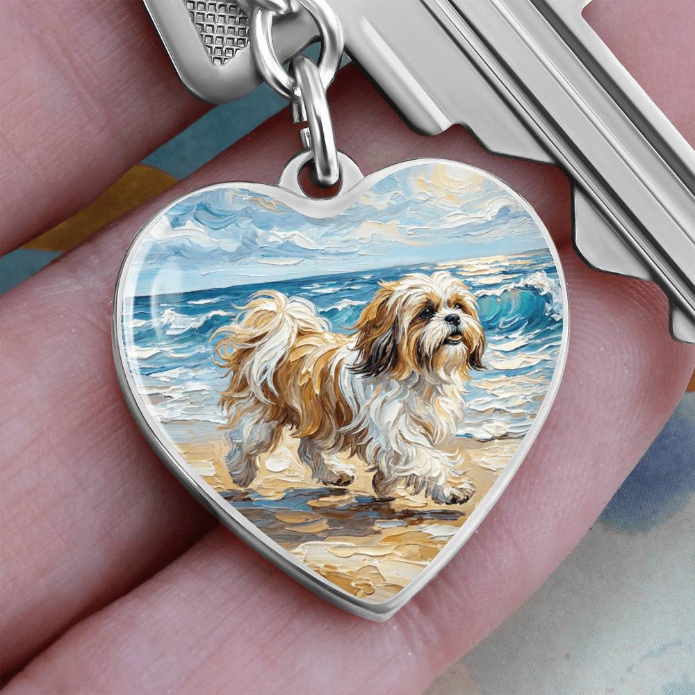 Beach Days - Shih Tzu Heart Keychain