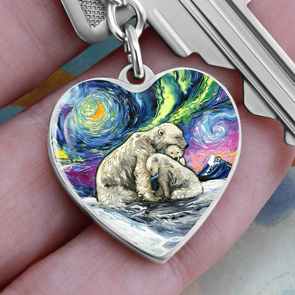 Polar Night Starry Night Heart Keychain