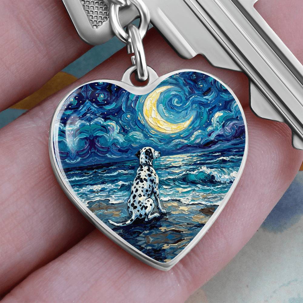 Beach Nights - Dalmatian Heart Keychain