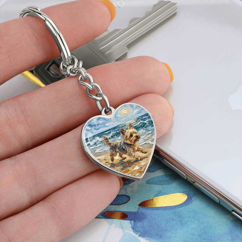 Beach Days - Yorkie Heart Keychain