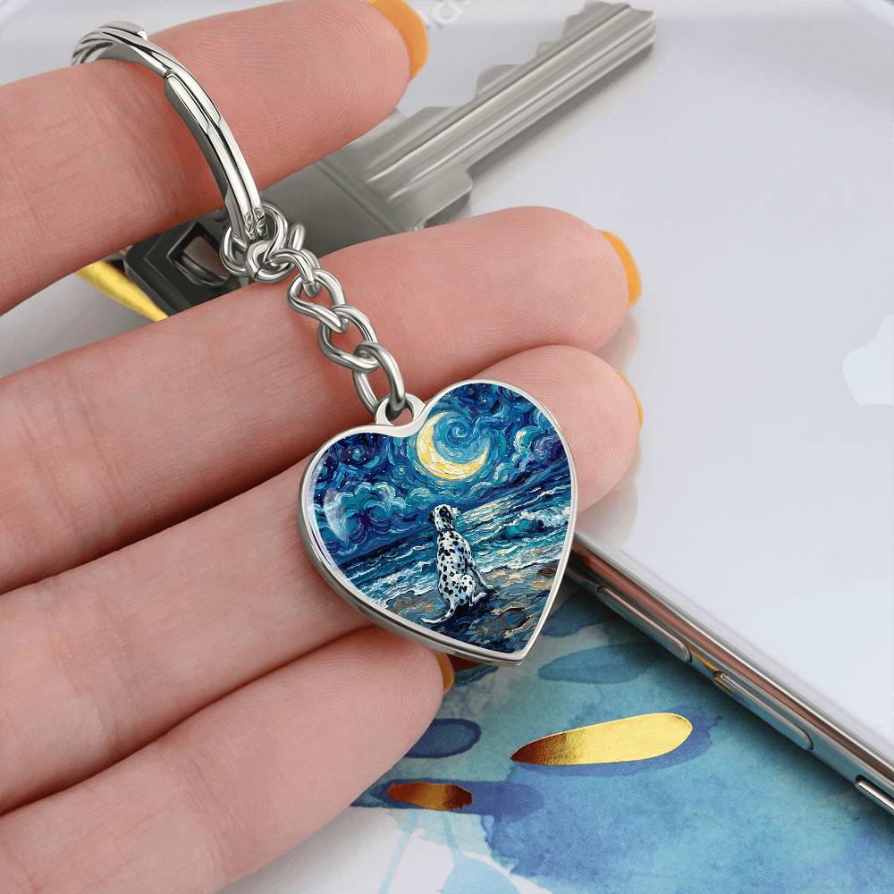 Beach Nights - Dalmatian Heart Keychain