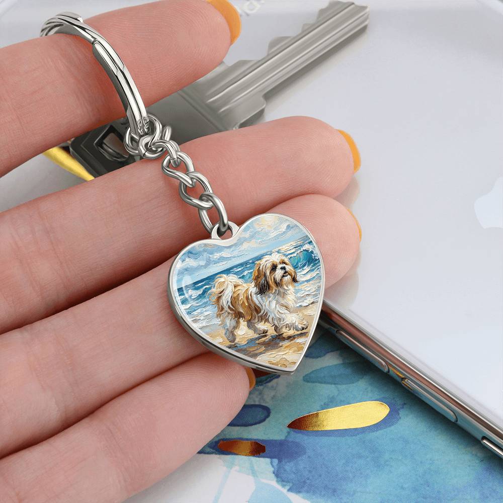 Beach Days - Shih Tzu Heart Keychain