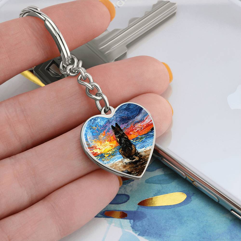 Beach Days - German Shepherd Heart Keychain