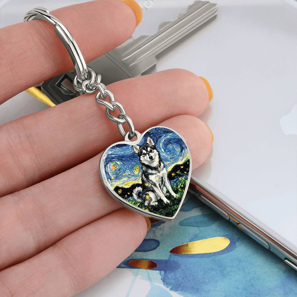Alaskan Klee Kai Heart Keychain