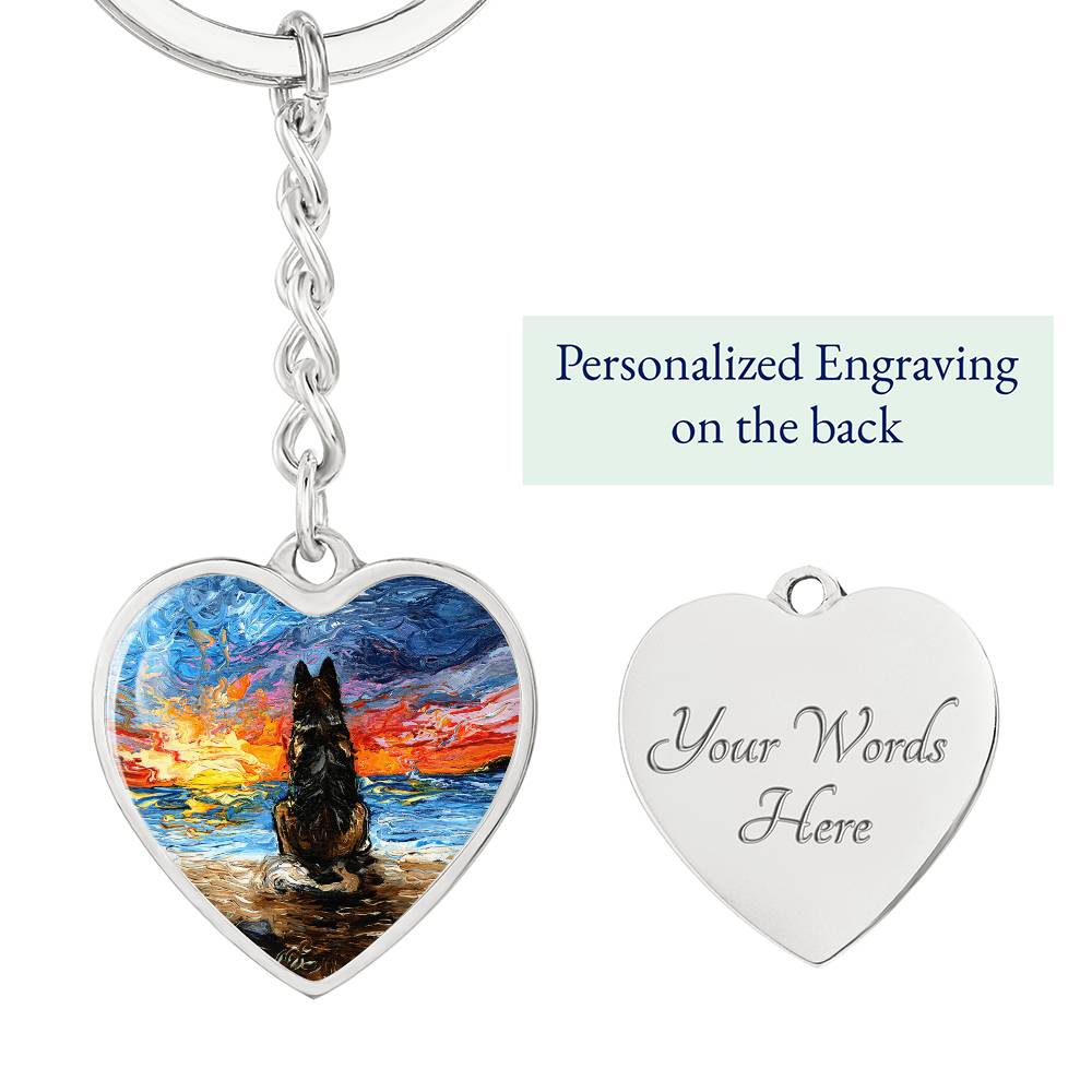 Beach Days - German Shepherd Heart Keychain