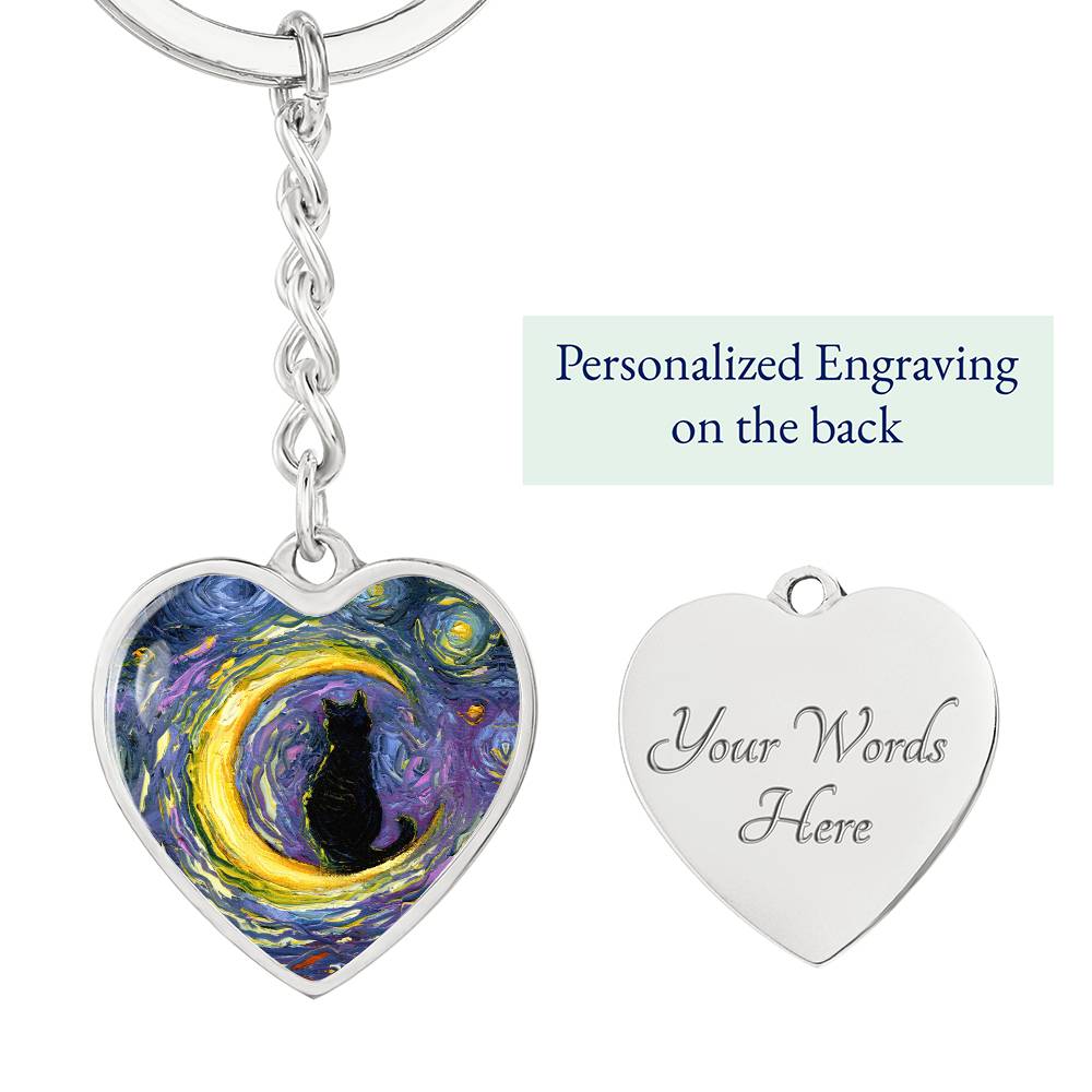 Luna Starry Night Heart Keychain