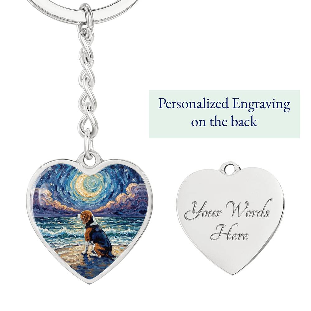Beach Night - Beagle Heart Keychain