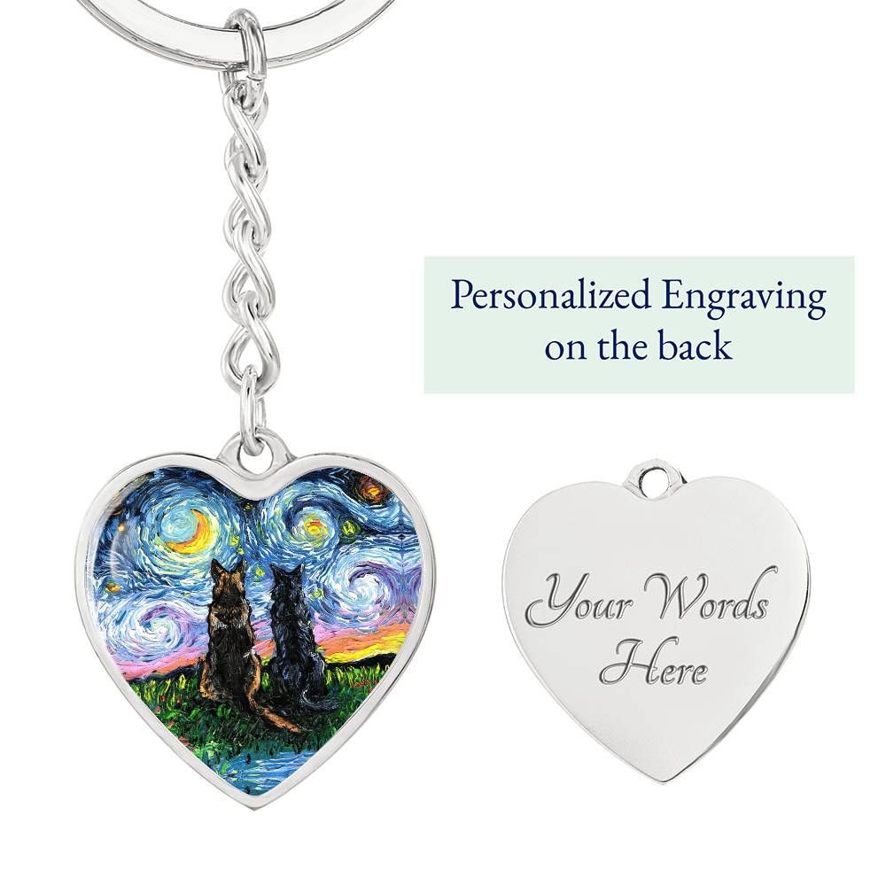 Soulmates Starry Night Heart Keychain