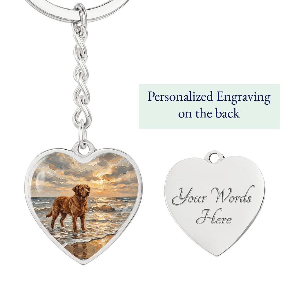 Beach Day - Chesapeake Bay Retriever Heart Keychain