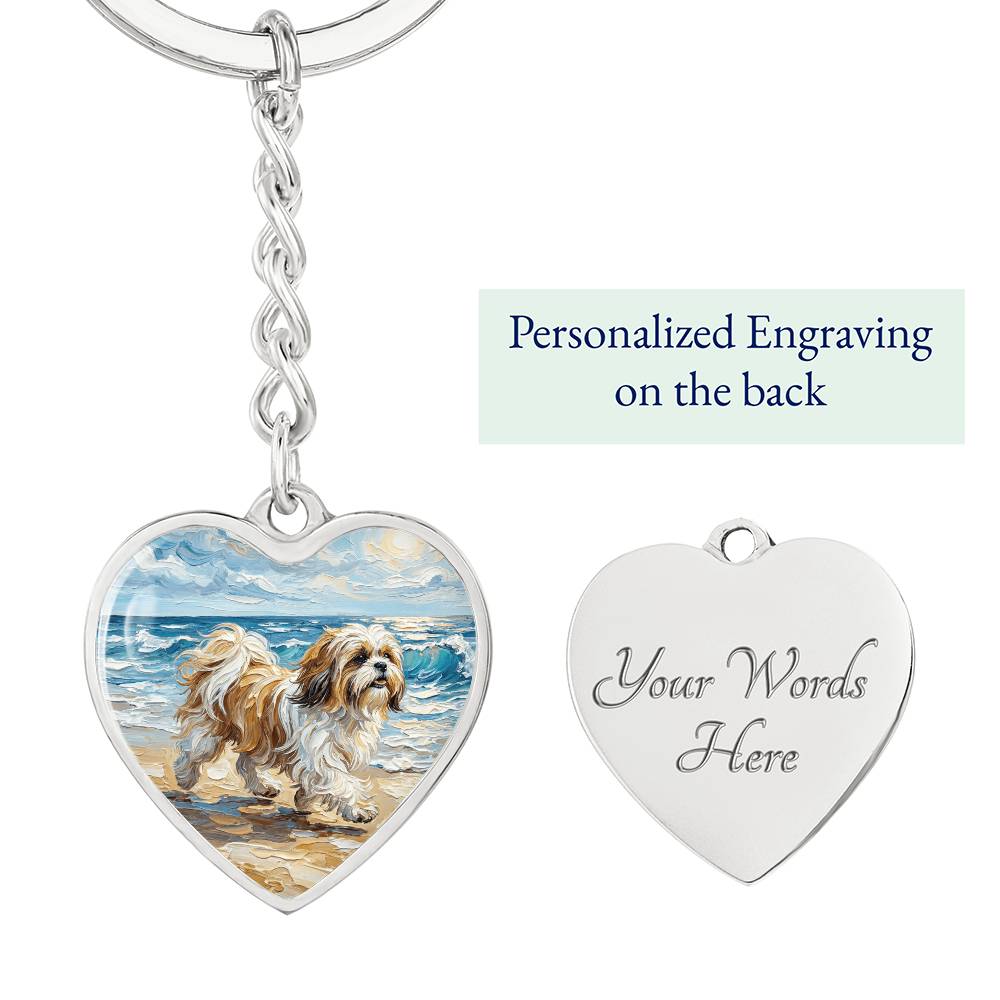Beach Days - Shih Tzu Heart Keychain