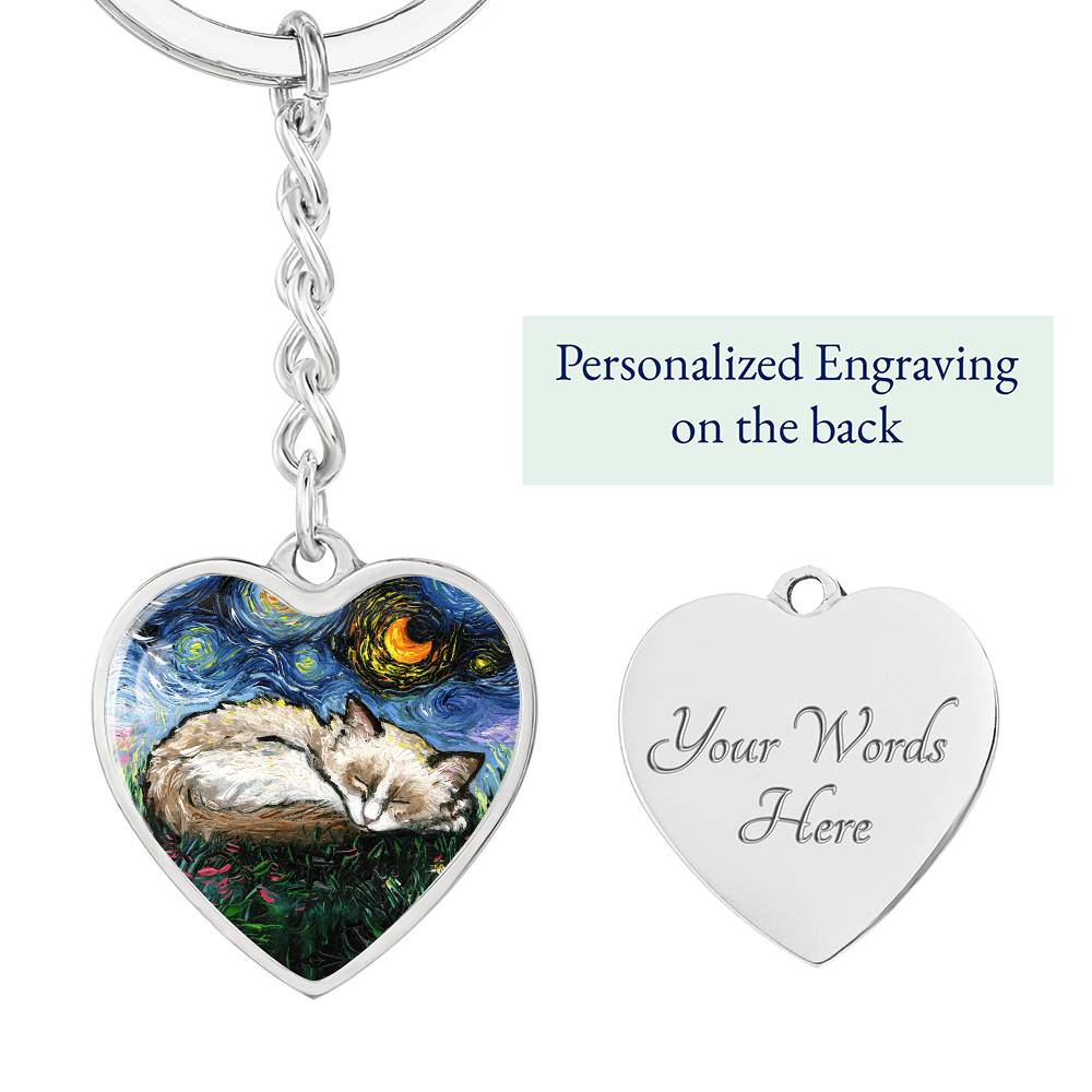 Ragdoll Starry Night Heart Keychain