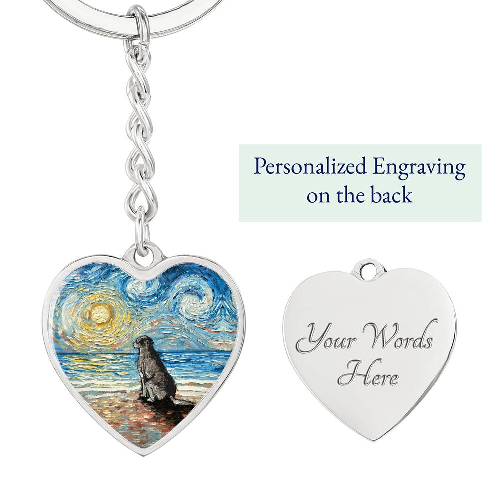 Beach Days, Silver Labrador Heart Keychain