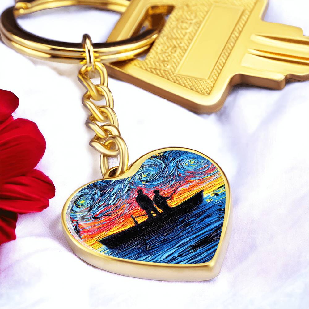The Fishing Trip Starry Night Heart Keychain