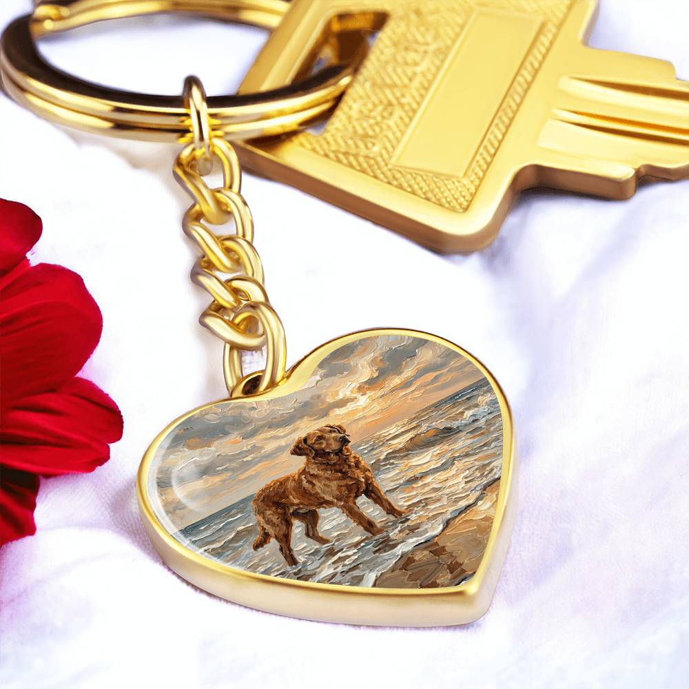 Beach Day - Chesapeake Bay Retriever Heart Keychain